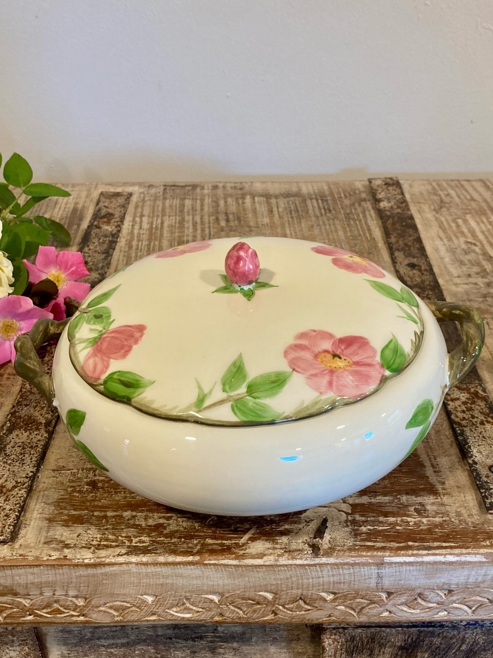 Franciscan Desert Rose Covered Serving Dish USA Backstamp 1960s Earthenware